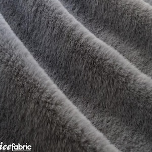 Charcoal Bunny Faux Fur Thick Minky Fabric By The Yard | Ultra Soft 0.5&quot; Short Pile Rabbit Fur Fabric | 60&quot; Wide Minky Rabbit Fur
