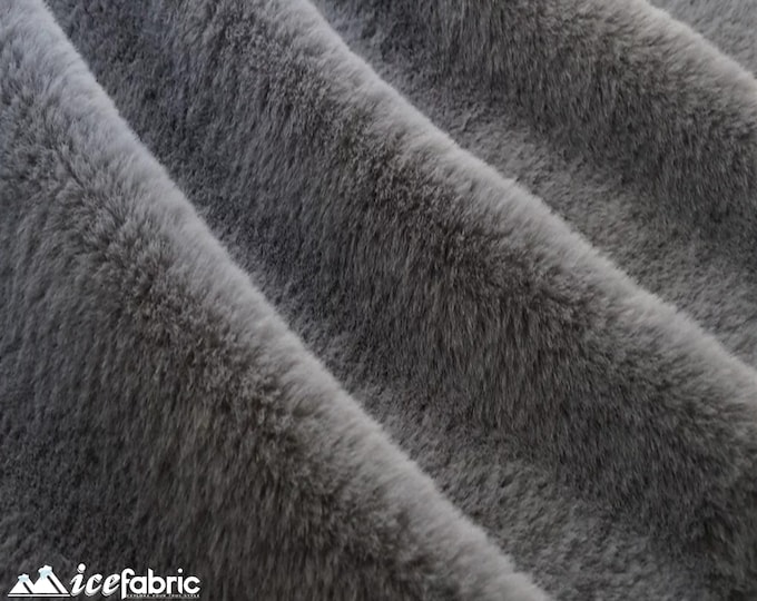 Charcoal Bunny Faux Fur Thick Minky Fabric By The Yard | Ultra Soft 0.5" Short Pile Rabbit Fur Fabric | 60" Wide Minky Rabbit Fur