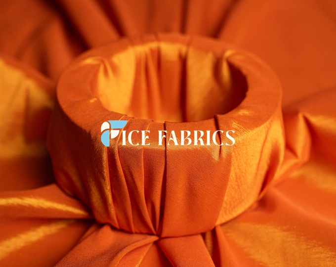 Orange Stretch Taffeta Fabric By The Yard Nylon Spandex Taffeta Fabric for Dress, Clothing, costume, Bridal Wear (60” Wide)