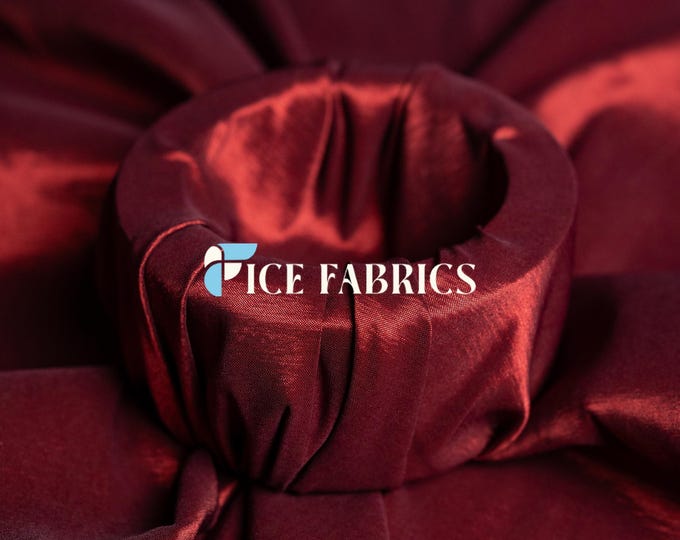 Burgundy Stretch Taffeta Fabric By The Yard Nylon Spandex Taffeta Fabric for Dress, Clothing, costume, Bridal Wear (60” Wide)