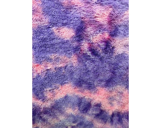 Fuzzy Faux Fur Fabric By The Yard | Super Soft Fur Fabric | (1” Long Pile) | Tie Dye Lavender Multi-Color