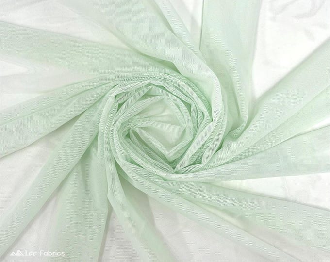Mint Stretch Power Mesh Fabric | 4 Way Stretch Nylon Power mesh Fabric By The Yard | Net Fabric