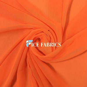 Neon Orange Soft Seidiger Chiffon Stoff Schüttgut Matte Chiffon Stoff (60 ”Breit) Kleider, Tischdecke, Dekor, Design.