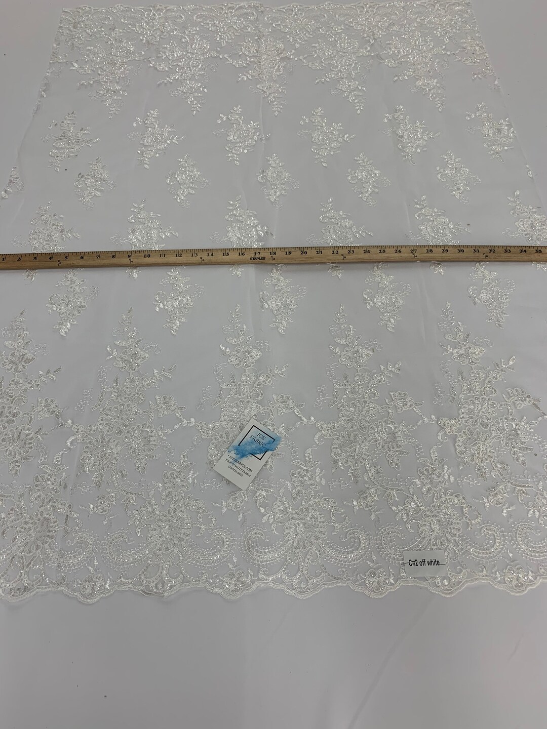 Bridal Fabric// off White// Mesh Lace Floral/flowers Fabric Etsy