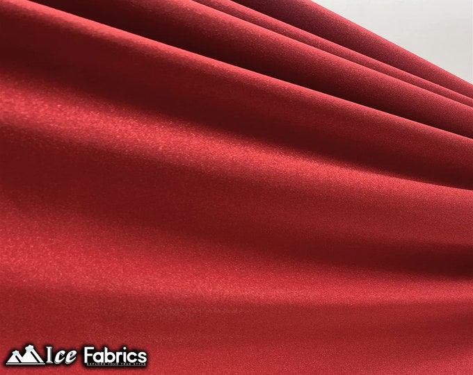 Burgundy Shiny Nylon Spandex Fabric By The Yard | 4 Way Stretch Fabric | Swimsuit Fabric | Dress, Tablecloth