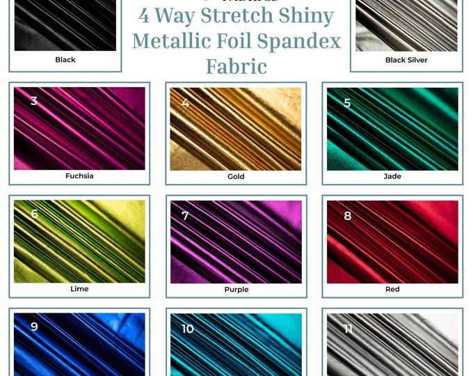 Metallic Foil knit 4 Way stretch Spandex Fabric By The Yard Shiny Stretch Fabric for Dress, night gowns