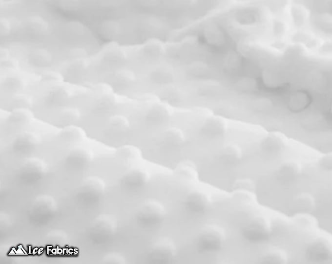 New White Dot Minky Fabric By The Yard | Wholesale Price Ultra Soft Fleece Fabric | 60” Wide