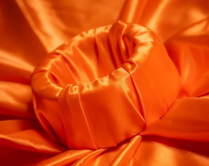 Bridal Satin Orange Shiny Satin Fabric By The Yard Thick Satin Fabric (60” Wide) Apparel, wedding decor, tablecloth.