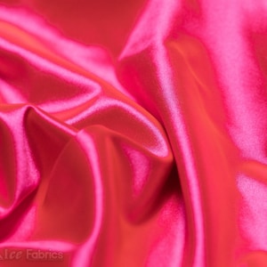 Neon Pink 4 way stretch Silky Spandex Satin Fabric By The Yard | Shiny Satin Fabric | 60” Wide | Thick and Heavy Satin Spandex