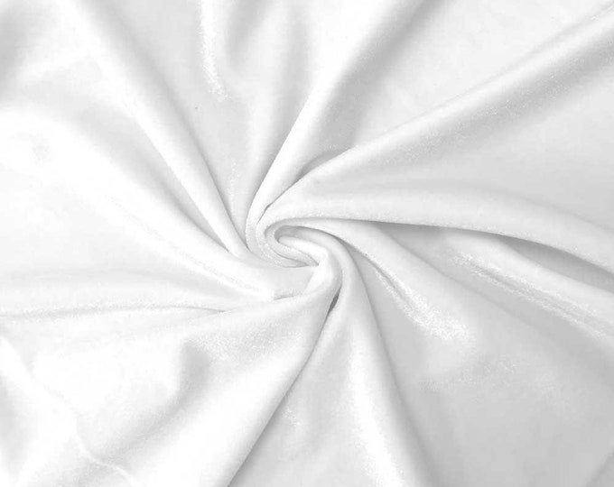 French (White) Stretch Velvet Spandex 4 Way Stretch Velvet Fabric Sold By The Yard// Smooth Back, Elegant Sheen For Dresses, Decorations