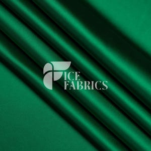 Kelly Green Luxury Stretch Silk Satin Fabric by The Yard - 2-Way Stretch 60&quot; Wide Silky Fabric for Apparel and Decor - Ice Fabrics