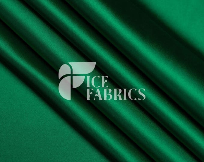 Kelly Green Luxury Stretch Silk Satin Fabric by The Yard - 2-Way Stretch 60" Wide Silky Fabric for Apparel and Decor - Ice Fabrics