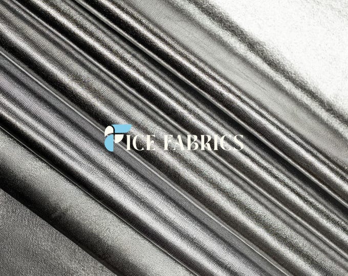 White Silver Metallic Foil knit 4 Way stretch Spandex Fabric By The Yard Shiny Stretch Fabric for Dress, night gowns