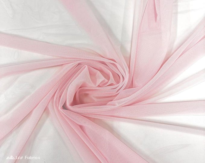 Baby Pink Stretch Power Mesh Fabric | 4 Way Stretch Nylon Power mesh Fabric By The Yard | Net Fabric