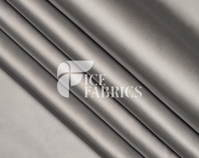 Silver Luxury Stretch Silk Satin Fabric by The Yard - 2-Way Stretch 60" Wide Silky Fabric for Apparel and Decor - Ice Fabrics
