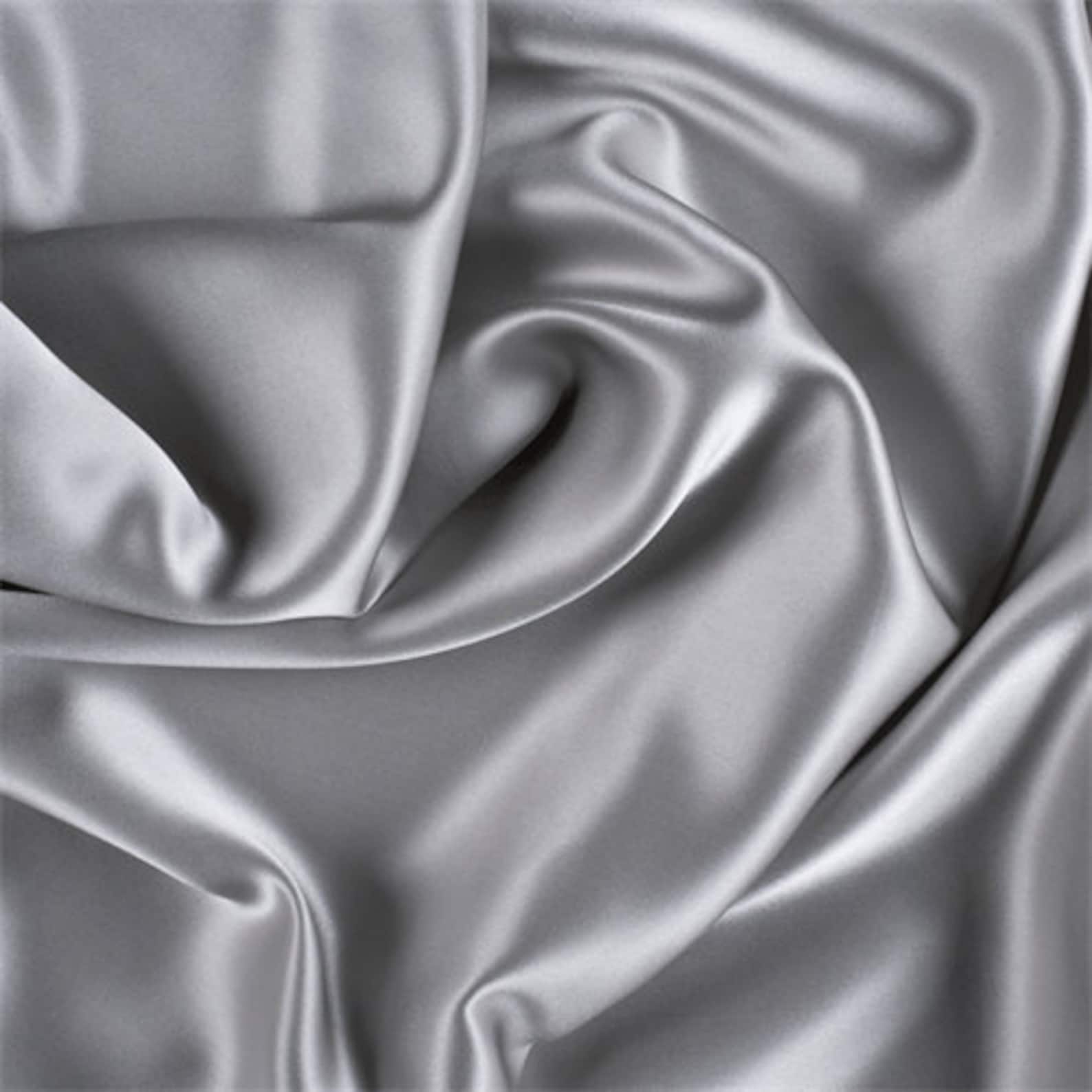 Silver Soft Silky Shiny Stretch Charmeuse Satin Fabric by the Etsy