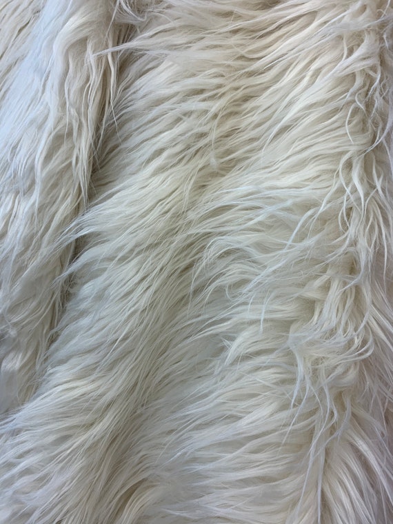 Ivory Canadian Faux Fur Fabric by the Yard Mongolian Long | Etsy