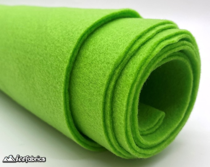 Lime Green Acrylic Felt Fabric By The Yard | Crafts Fabric | 72” Inches Wide | Thick Acrylic Felt Fabric