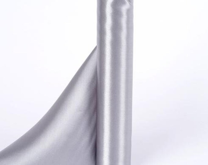 Silver CHARMEUSE Stretch Satin Fabric By The Yard// Stretch CHARMEUSE Satin For Dresses, Decorations, Craft Project, Event Decor, Garments