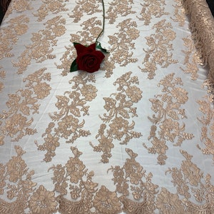 2 WAY Stretch FLOWERS/Mesh Lace Fabric bulk stock/Peach Lace/Embroidered Lace/Floral Lace/For Tablecloths/Runners/Dress/Dress/Skirts