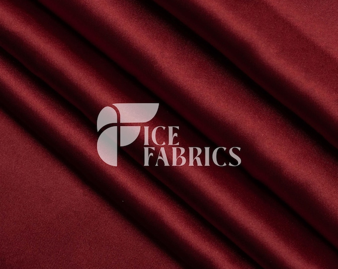Wine Luxury Stretch Silk Satin Fabric by The Yard - 2-Way Stretch 60" Wide Silky Fabric for Apparel and Decor - Ice Fabrics
