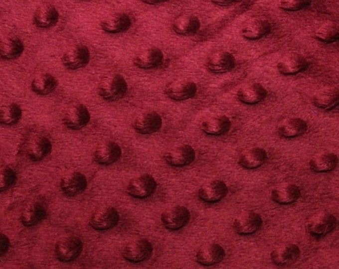4 Way Stretch High Quality 60 Wide Minky Dimple Dot Fabric Sold By The Yard// (Burgundy) 1 Yard Soft Minky Fabric For Blanket
