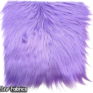 Lavender Long pile Square Faux Fur Fabric | sold by Square Pre Cut | for Clothing, Pillows, decoration