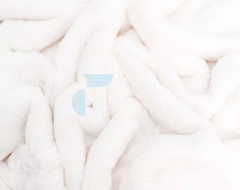 White Bunny Faux Fur Thick Minky Fabric By The Yard | Ultra Soft 0.5" Short Pile Rabbit Fur Fabric | 60" Wide Minky Rabbit Fur | BunnySoft