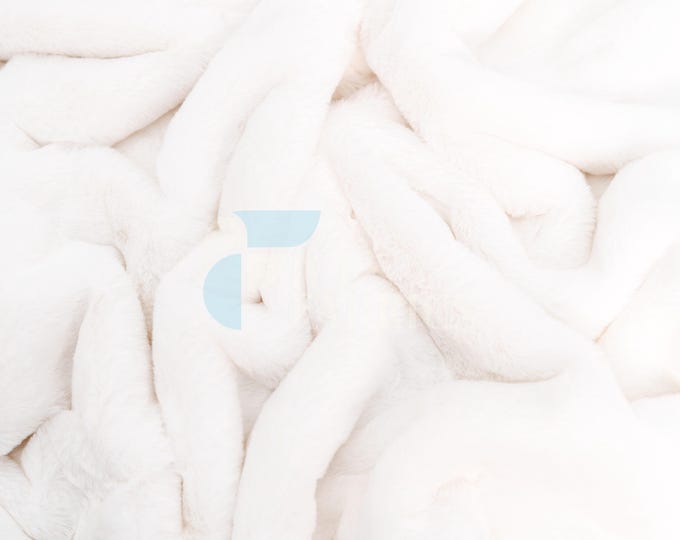 White Bunny Faux Fur Thick Minky Fabric By The Yard | Ultra Soft 0.5" Short Pile Rabbit Fur Fabric | 60" Wide Minky Rabbit Fur | BunnySoft