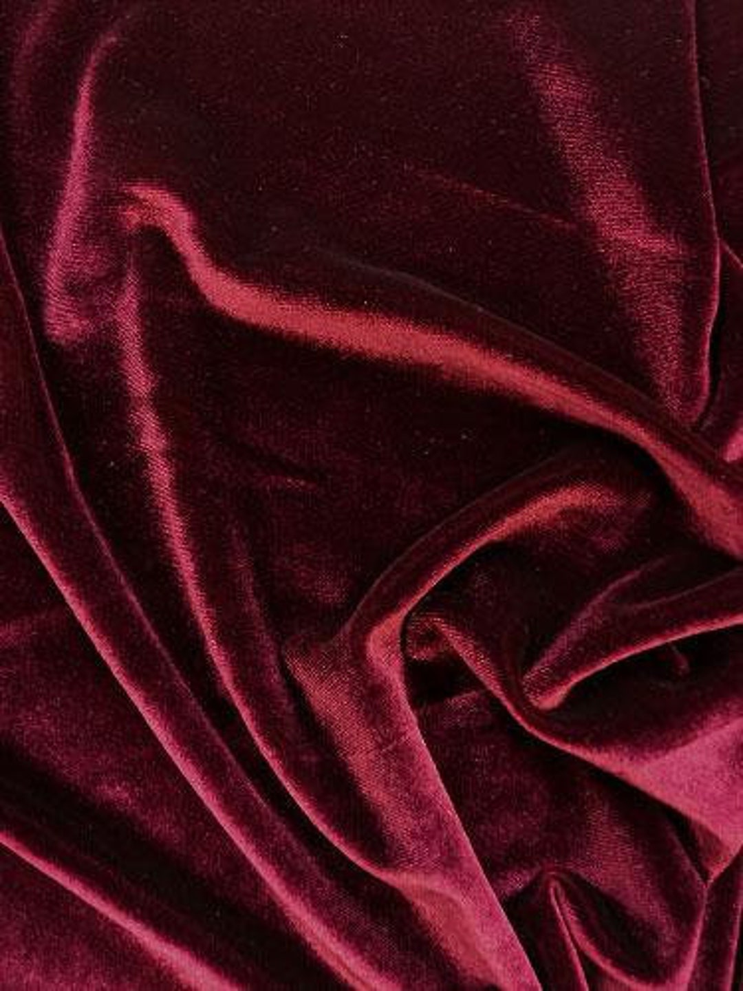 French (wine Red) Stretch Velvet Spandex 4 Way Stretch Velvet Fabric ...