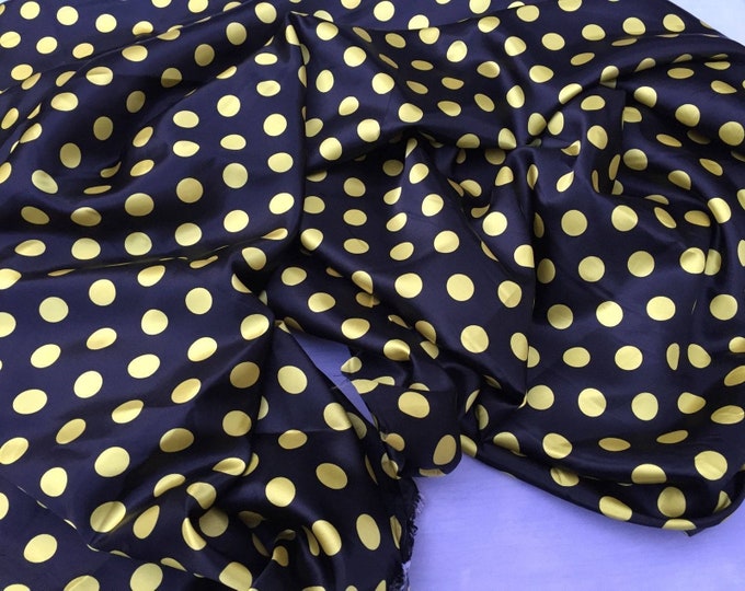 Black/yellow 1/2inch Polka Dot Soft/silky Charmeuse Satin Fabric. 20 Yards ....