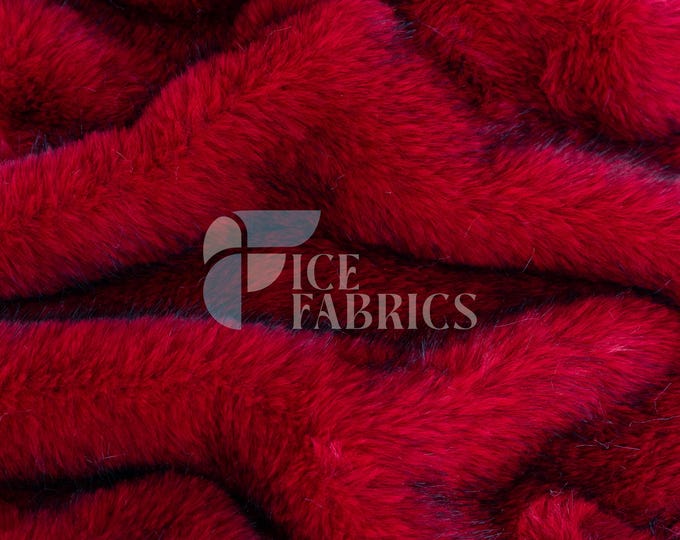 Red Black Arctic Short pile Faux Fur Fabric By The Yard - Two Tone Fake Fur Fabric - Upholstery Fabric, Jacket, Coats