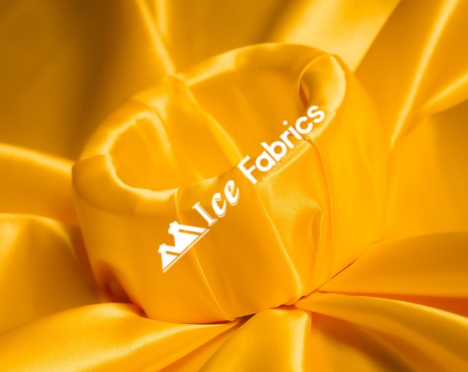 Yellow Shiny Thick Satin Fabric By The Yard Bridal Satin Fabric (60” Wide) for Tablecloths, decoration and more