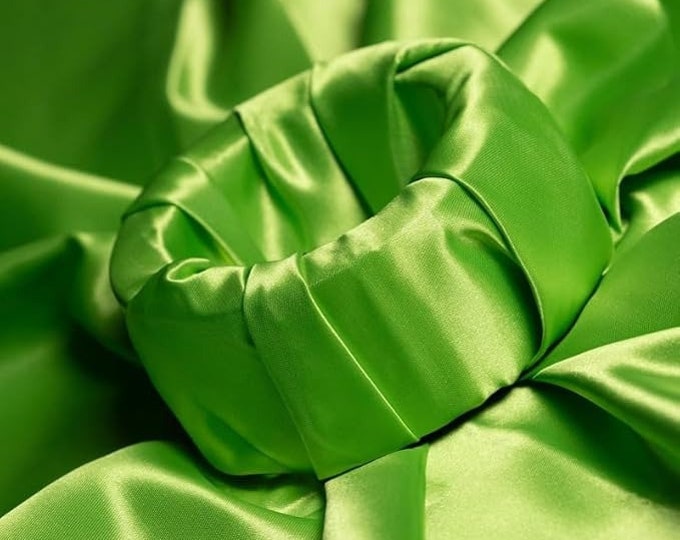 Bridal Satin Lime Green Shiny Satin Fabric By The Yard Thick Satin Fabric (60” Wide) Apparel, wedding decor, tablecloth.
