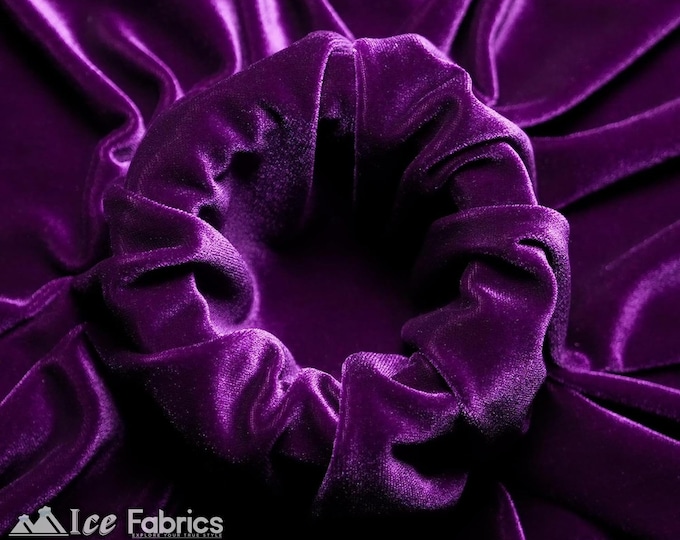 Smooth Purple 4 Way Stretch Velvet Fabric By The Yard | Polyester Spandex Fabric | 60” Wide | for Dress, tablecloth, Drapery