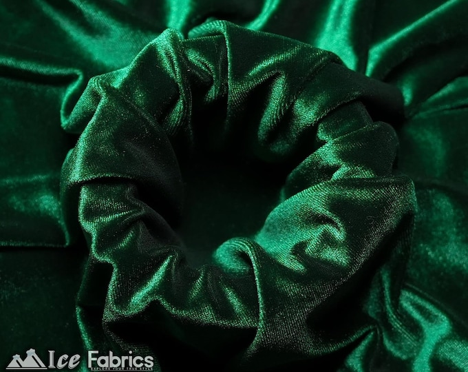 Smooth Hunter Green 4 Way Stretch Velvet Fabric By The Yard | Polyester Spandex Fabric | 60” Wide | for Dress, tablecloth, Drapery