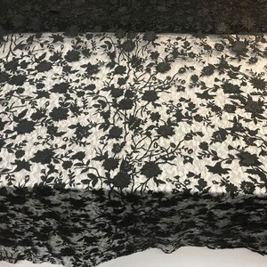 3D Flower(BLACK)Mesh Lace Leaf Embroidered by the yard. Veil Fashion Floral wedding prom dress,tablecloths, runners, skirts,customs, decor