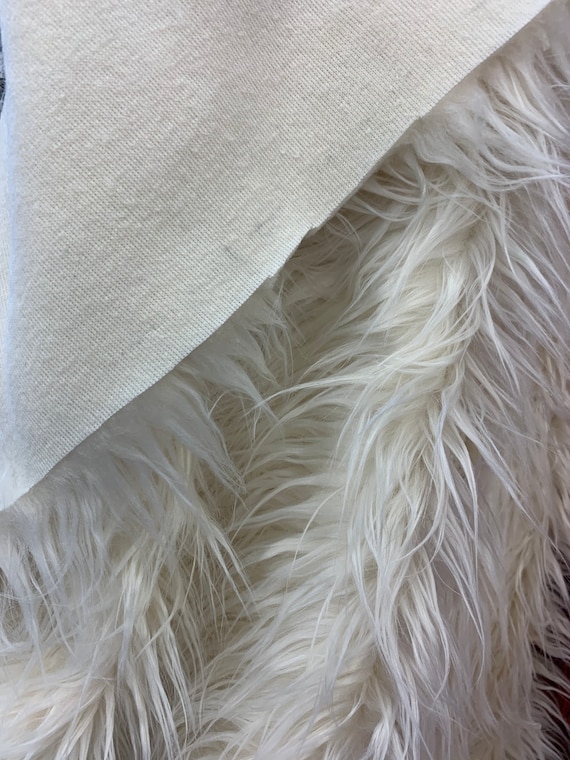 Long Pile Faux Fur Fabric White