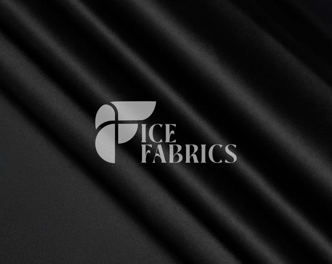Black Luxury Stretch Silk Satin Fabric by The Yard - 2-Way Stretch 60" Wide Silky Fabric for Apparel and Decor - Ice Fabrics