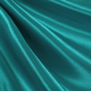 Teal _ Medium High Quality Satin Fabric Sold By The Yard/ 60&#39;&#39; Wide Inches Used For Dresses, Decorations, Fashion Show/Wholesale Price