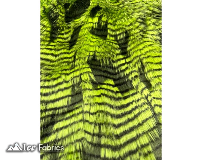 Faux Fur Fabric Lime Green Fancy Feather By The Yard | Long Pile Thick Fur Fabric Fake Fur | Jacket, Coat, Blanket