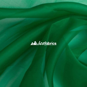 Kelly Green_ Crystal Sheer Organza Fabric By The Yard and By The Roll- for Decorations, Fashion Dress