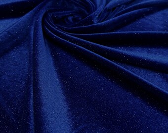Meterware Stretch Samt Blau Üppiger Weicher Velour Samt Stoff