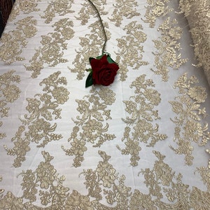 2 WAY Stretch FLOWERS/Mesh Lace Fabric Schüttgut stock/Champagne Lace/bestidert Lace/Floral Lace/For Tablecloths/Runners/Costumes/Reize