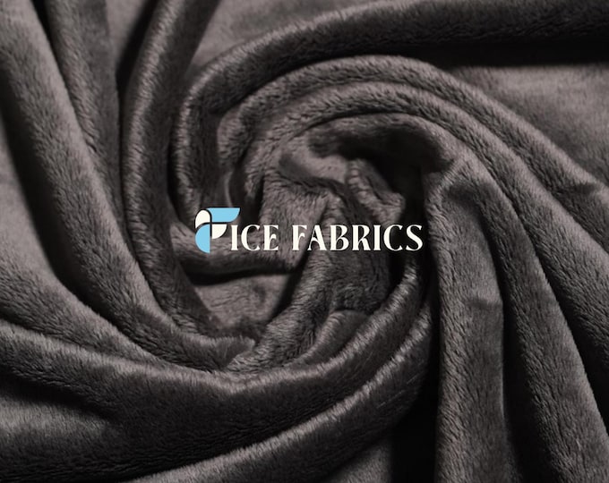 Charcoal New Faux Fur | Charcoal Fleece Minky Fabric By The Yard | Faux Fur Fabric | 58’’ Wide | Thick and Soft