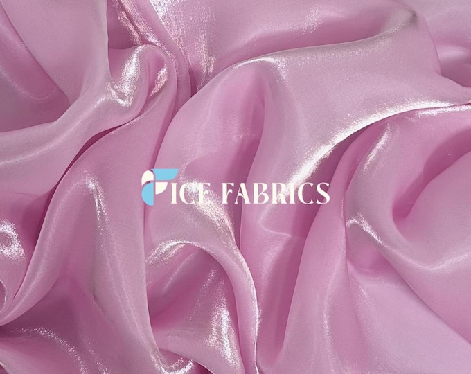 Baby Pink Iridescent Reflective Liquid Chiffon Fabric By The Yard (60” Wide) Crystal Chiffon Fabric Prom and Wedding dress