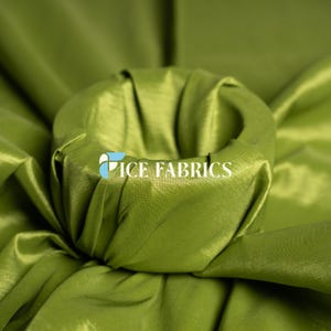 Olive Stretch Taffeta Fabric By The Yard Nylon Spandex Taffeta Fabric for Dress, Clothing, costume, Bridal Wear (60” Wide)