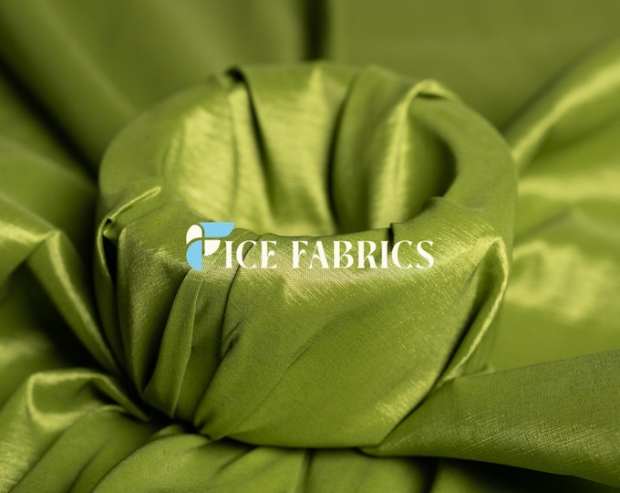 Olive Stretch Taffeta Fabric By The Yard Nylon Spandex Taffeta Fabric for Dress, Clothing, costume, Bridal Wear (60” Wide)