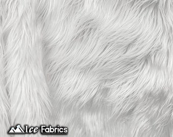 White Shaggy Mohair Animal Long Pile Faux Fur Fabric By The Yard | Fake Fur Material | 60” Wide | Solid and Soft | LuxeShag Fur