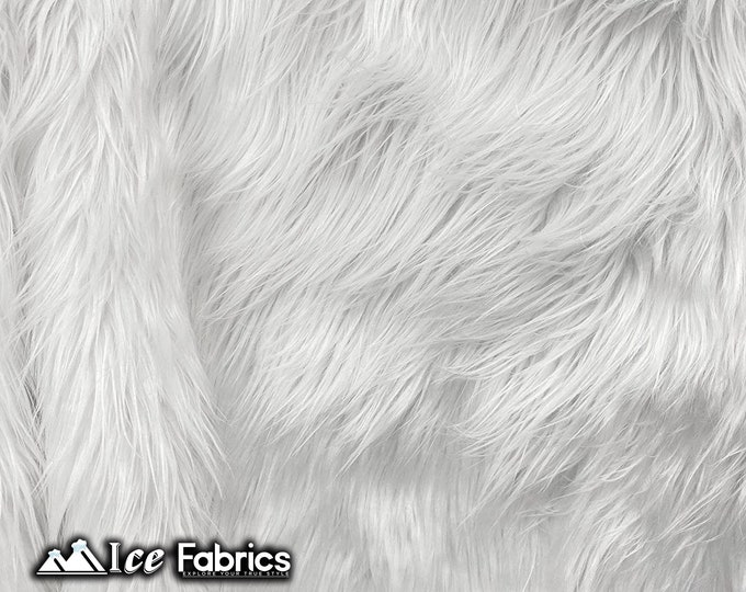 White Shaggy Mohair Animal Long Pile Faux Fur Fabric By The Yard | Fake Fur Material | 60” Wide | Solid and Soft